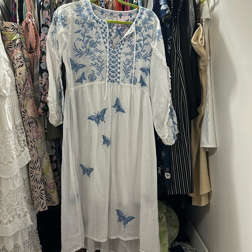 Johnny Was embroidered butterfly dress
